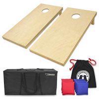 GoSports Solid Wood Premium Cornhole Set – Choose Between 4’x2′ or 3’x2′ Game Boards | Includes Set of 8 Corn Hole Toss Bags
