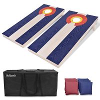GoSports Colorado Regulation Size Solid Wood Cornhole Set – Colorado Flag – Includes Two 4′ x 2′ Boards, 8 Bean Bags, Carrying Case & Game Rules
