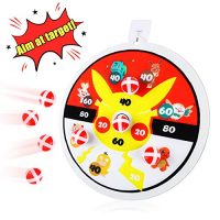 TICIAGA Pikachu Theme Bag Move Board Sport Issue for Younger americans Tiny toddlers, Cloth Pikachu Dartboard with 8 Sticky Balls, Indoor Outside Sport or Occasion Sport for Pikachu Birthday Occasion,
