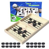 Pruk Sling Foosball Board Game, Snappily Sling Puck Game, Desktop Ice Hockey Battle Game, Traditional Father or mother-Baby Interactive Toys, Wooden Foosball Winner Game for Kids and Adults