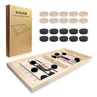 BAKAM Orderly Snappy Sling Puck Sport, Transportable Table Hockey Sport for Children and Adults, Tabletop Slingshot Video games Toys for Boys and Ladies, Desktop Sport Board Sport for Household Sport Night time Relaxing (Orderly)