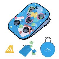 Himal Bean Secure Toss Sport – Collapsible Cornhole Sport Roar with 10 Bean Bags,Roman Tic Tac Toe Sport Double Games,Out of doors Cornhole for Youth and Family (3 x 2-Toes,