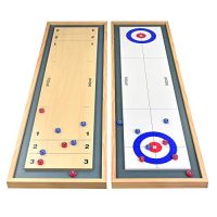 GoSports Shuffleboard and Curling 2 in 1 Desk Top Board Game with 8 Rollers – Monumental for Family Fun (SHFL-01)