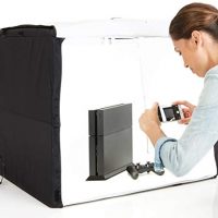Amazon Basics Moveable Foldable Photo Studio Box with LED Light – 25 x 30 x 25 Inches