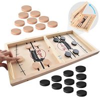 Bestdon Rapid Sling Puck Game,Foosball Winner Board Game,Wooden Hockey Desk Game for Father or mother-Child (22 x 12 in,Foldable)