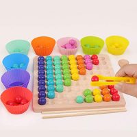 AUTERCO New Rainbow Board Recreation,Coloured Wood Peg Board Bead Recreation,Humorous Puzzle Board Recreation,Toddler Matching Recreation,Montessori Toys for Kids,Multiplayer Board Recreation PK (Spoon)