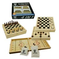 4 in 1 Board Sport Dilemma | Further Gigantic Wood Chess Board Sets with Sling Puck Sport, Checkers Board Sport for Adults and Nine Mens…