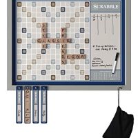 Deluxe Magnetic Scrabble | Mounts to Your Wall | Family Crossword Board Sport with Message Board