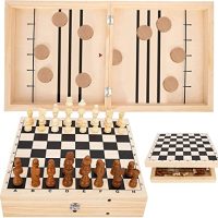 Sling Puck Game and Chess Game, Fleet Sling Puck Game, Wood Board Game for Children and Family, Sling Puck Winner Board Video games for Family,…