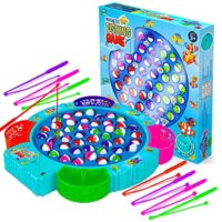 Fishing Sport Play Situation – forty five Magnetic Fish, 8 Poles & Rotating Board On-Off Song – Family Formative years Backyard Vibrant Toy Games for…