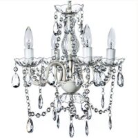 gypsy coloration The Recent 4 Gentle Crystal White Hardwire Flush Mount Chandelier H17.5”xW15”, White Metal Frame with Clear Glass Stem and Clear Acrylic Crystals &…