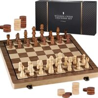 15″ Wood Chess Sets – Chess & Checkers Board Sport | with 2 Extra Queens | Wood Chess Place | Chess Board Place | Chess…