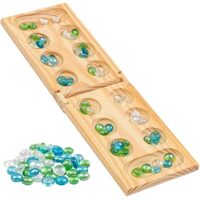 Regal Games – Wood Mancala Board Sport Save – Moveable Foldable Wood Board, 48 Glass Mancala Stones, and Mancala Instructions – for Gargantuan Groups, Events,…