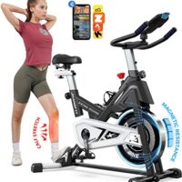Pooboo Magnetic Advise Bike Indoor Cycling Bike Stationary, Cherish minded with Advise bike apps& 350LBS Weight Skill, Ipad Mount, Delighted seat and Slant Board, Belt…