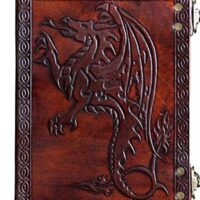 MONTEXOO Leather Journal Dragon Dungeons Dragonette Diary Sketchook Notebook with Lock for Men Women Dnd Travel Bullet Handmade Vintage Old Antique Writing Large Old Cool…