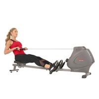 Sunny Health & Fitness Compact Folding Magnetic Rowing Machine with LCD Monitor, Bottle Holder, 43 Inch Slide Rail, 285 LB Max Weight – Synergy Power…