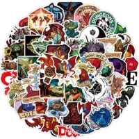 YIYEWUMIAN Dungeons and Dragons Stickers 50PCS Gifts WOF Dragon Fantasy Stickers Bulk for Water Bottle Guitar Phone Cool Classic Game Waterproof Vinyl Stickers for Teens…