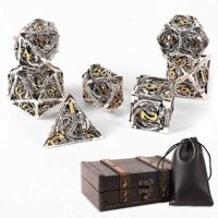 AncientDeer 7pcs Metal Dice Set D&D, Unique New Dragon Pattern DND Metal Dice Set, Used for Dungeons and Dragons Role Playing Game(RPG),MTG,Pathfinder,Table Game,Board Games