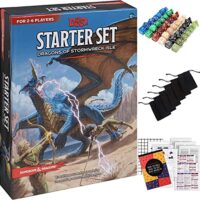 CraftyCrocodile Dungeons and Dragons Starter Set – Dragons of Stormwreck Isle – Extra 6 Dice Sets, Flannel Bags, Master Screen, New Heroes – Board Game