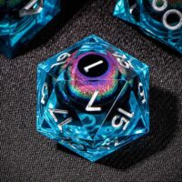 OUKELANWO Resin Dragon Eye DND Dice Set D&D with Gift Box, 7 Piece Polyhedral Liquid Core Dungeons and Dragons Dice, Sharp Edge Role Playing RPG…